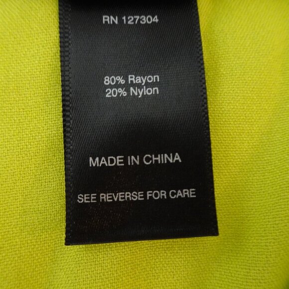 Ali Miles Tunic Top Women's Plus Size 3X Yellow Green Bright Button Front - Picture 6 of 9